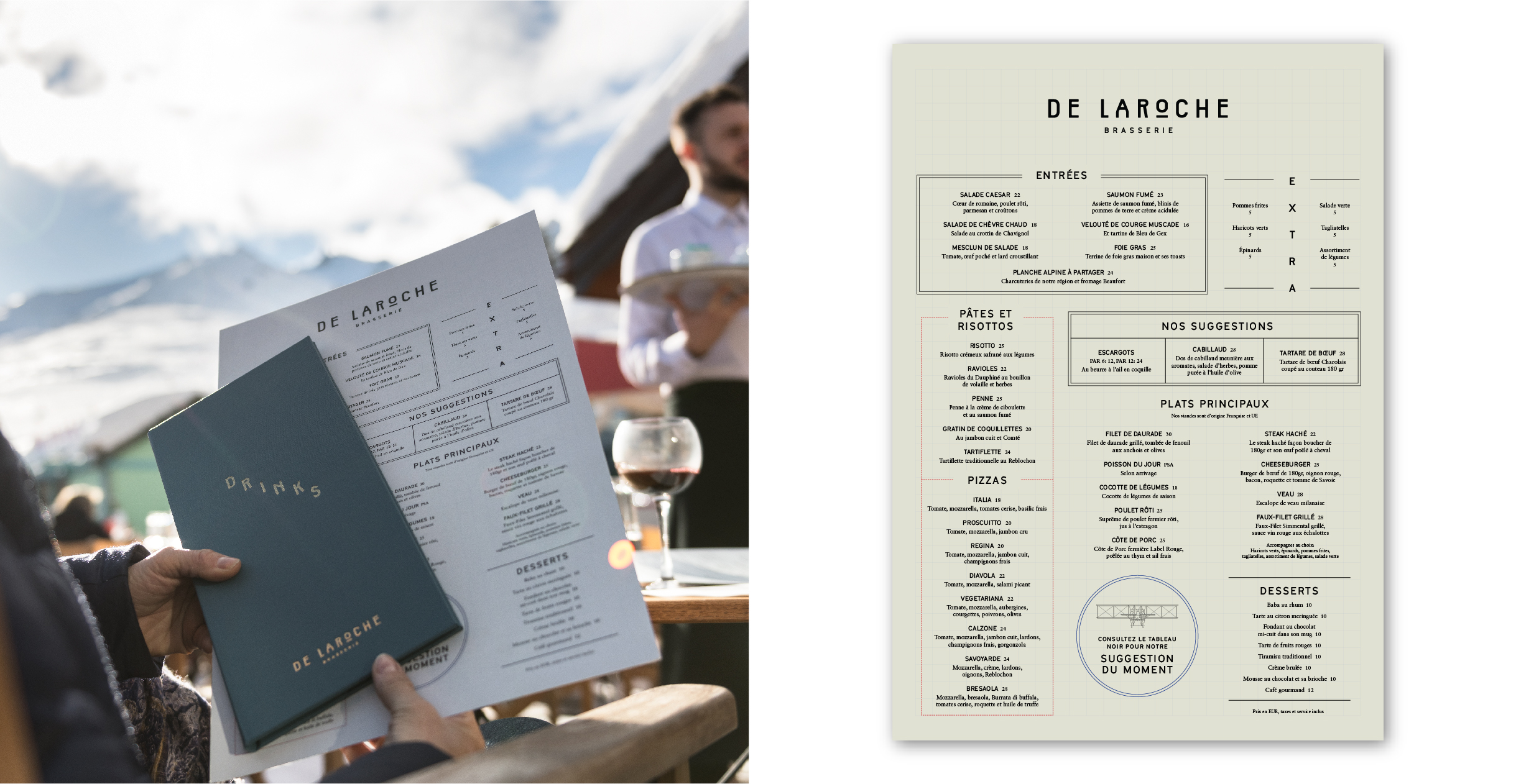 Menu cover and design of De Laroche Brasserie