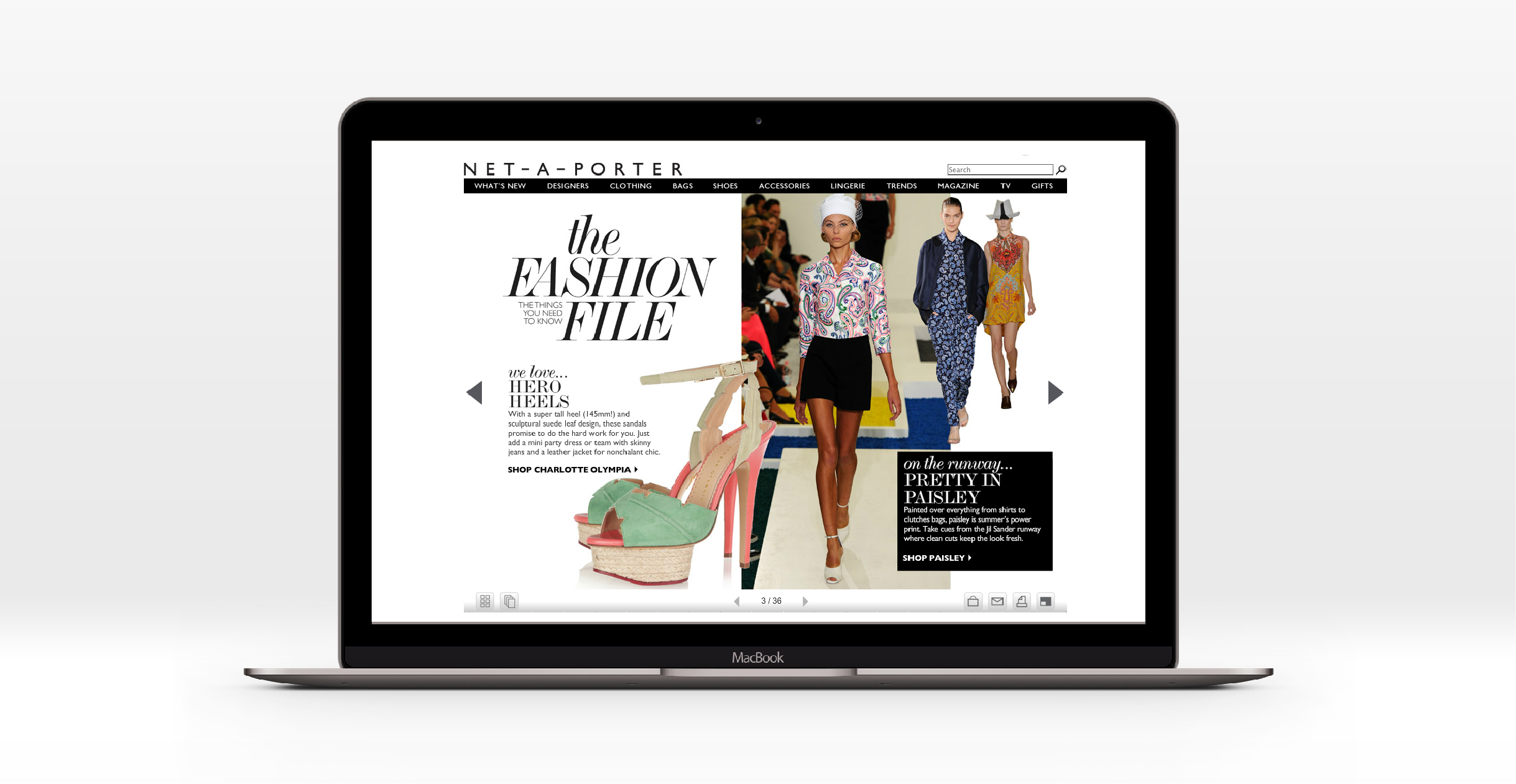 Online magazine design for Net-A-Porter