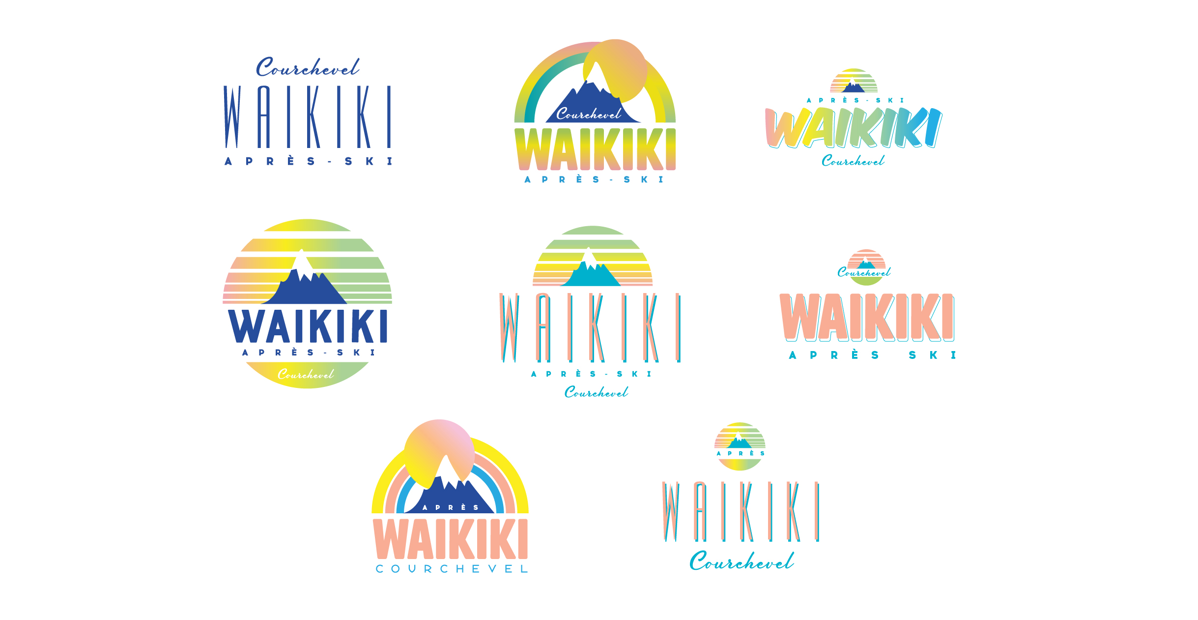 Various logo designs for Waikiki - a new bar in Courchevel 1850