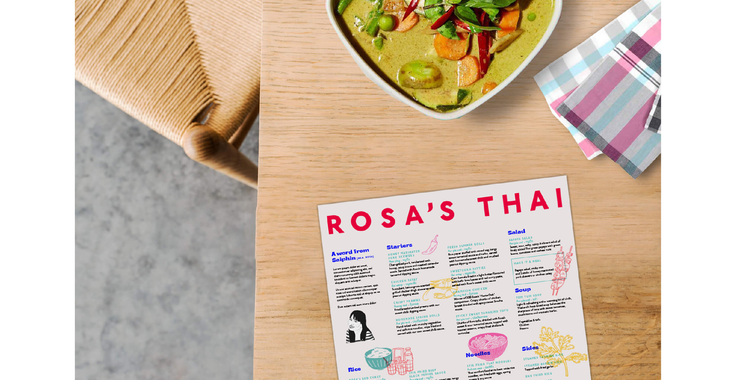 Rosa's Thai menu